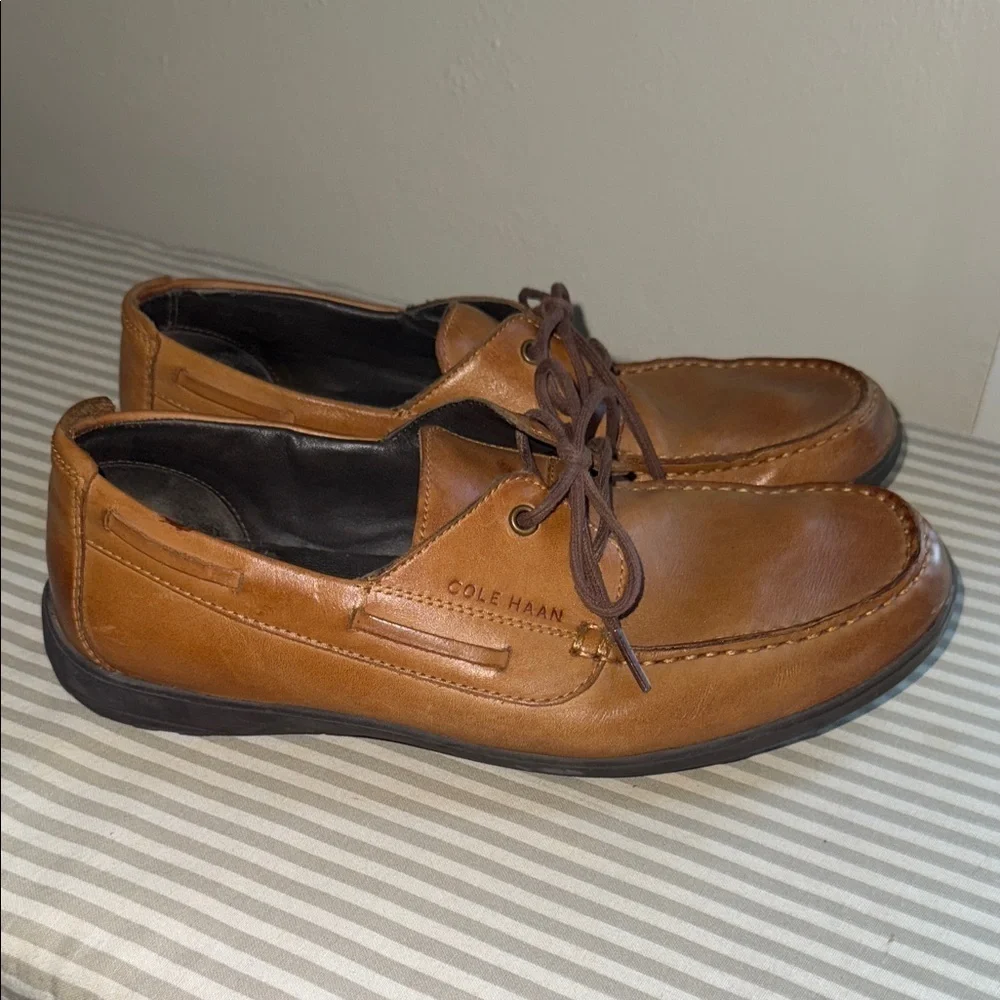 Cole Haan Tan Leather Boat Shoes